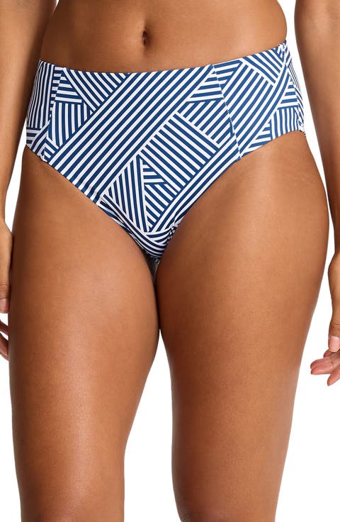 Palm Modern Stripe High Waist Bikini Bottoms