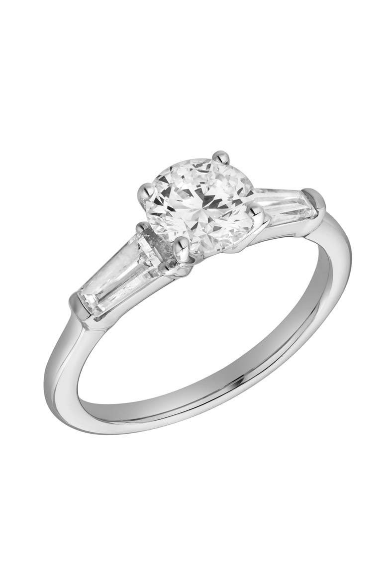 Nova 14K Gold Tapered Baguette & Round Cut Lab Grown Diamond Three Stone Ring - 1.48 ct, Alternate, color, 14K White Gold
