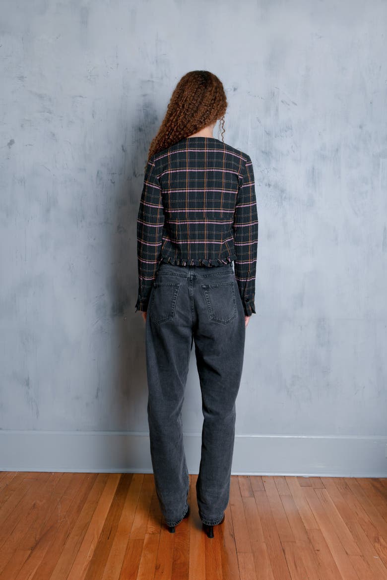 Amelia Ruffle Detail Button Down Top, Alternate, color, Viv Plaid