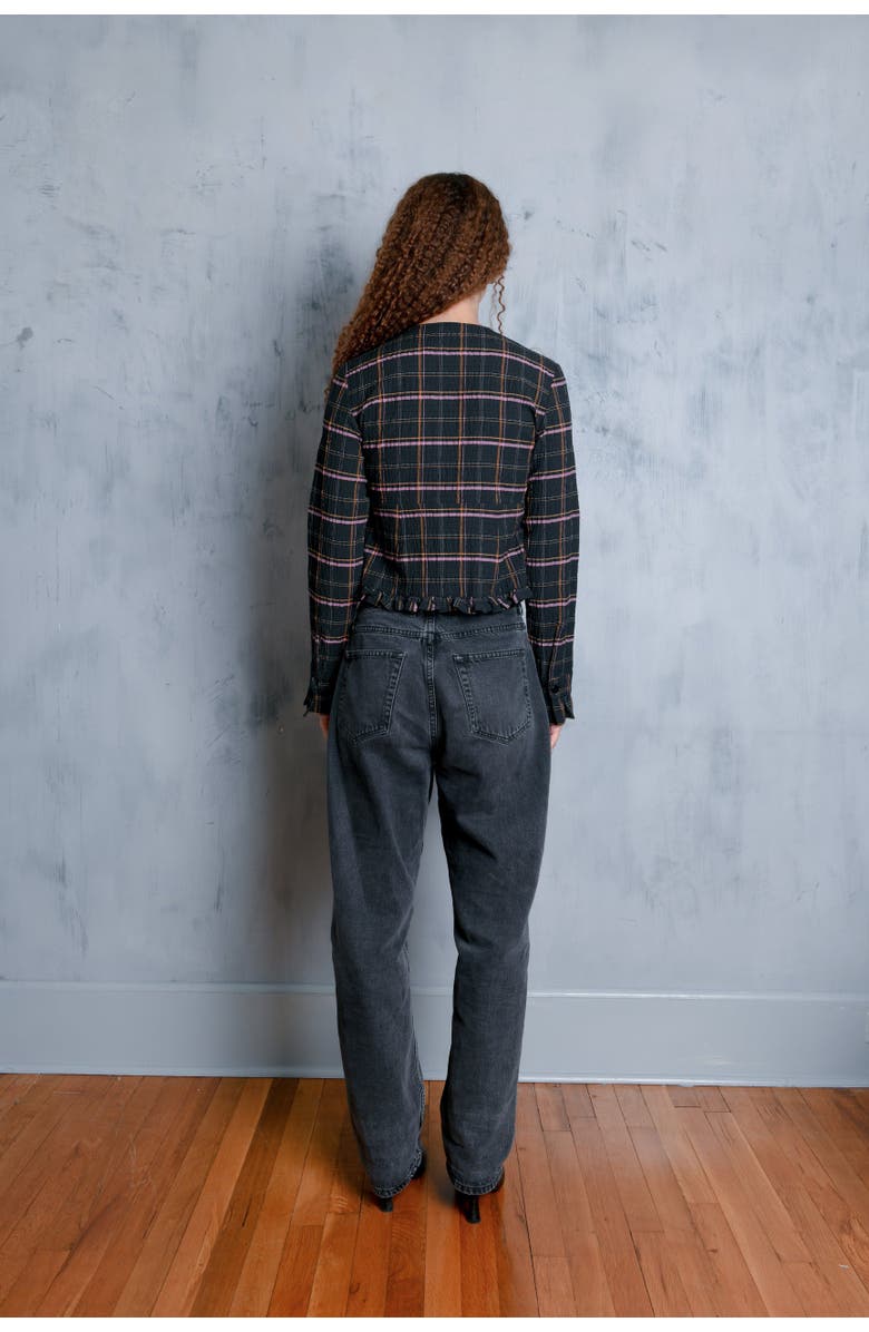 Untitled in Motion Amelia Ruffle Detail Button Down Top, Alternate, color, Viv Plaid