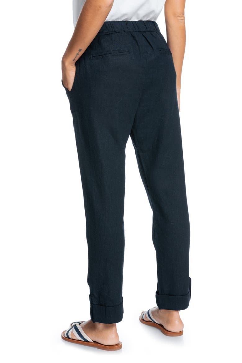 On the Seashore Tie Waist Linen Blend Pants, Alternate, color, ANTHRACITE SOLID