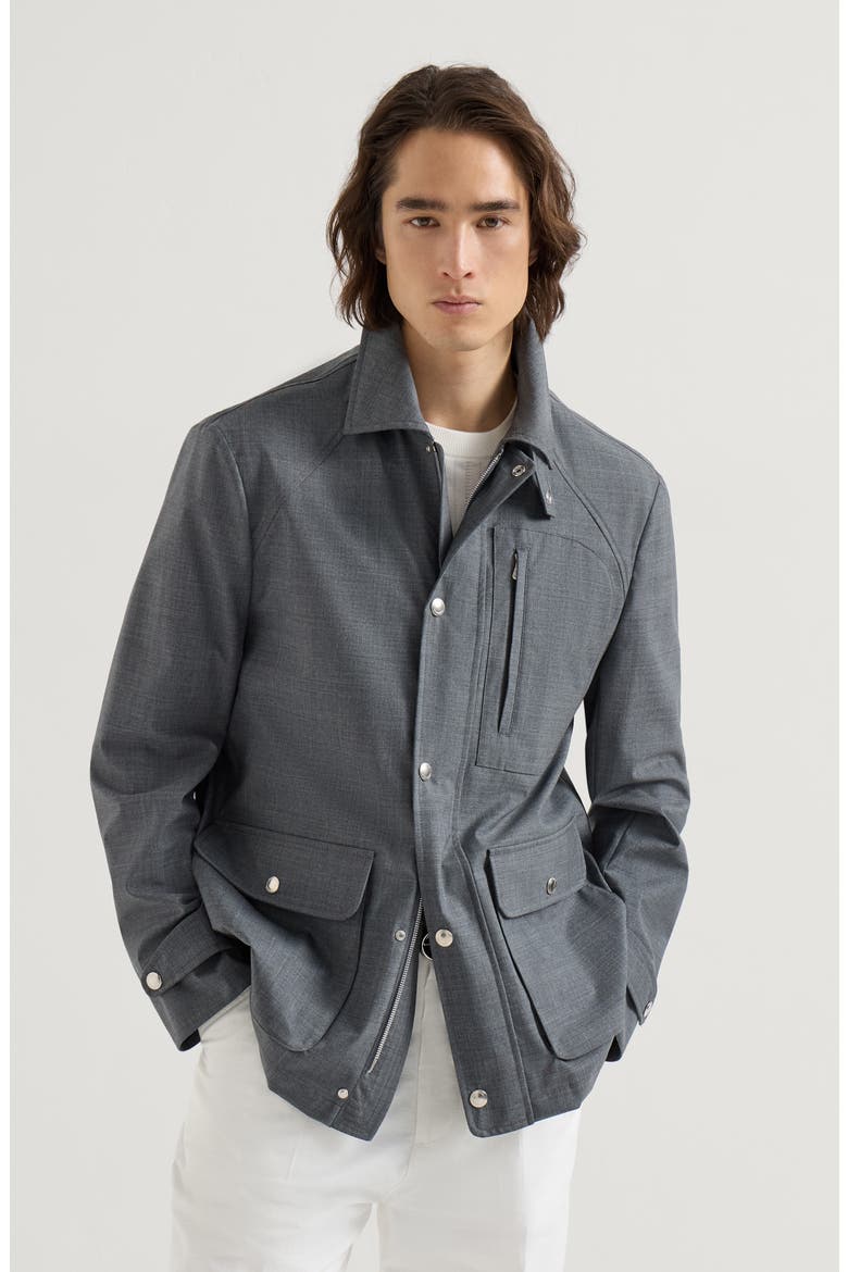 Bonded fresco field jacket, Main, color, Grey