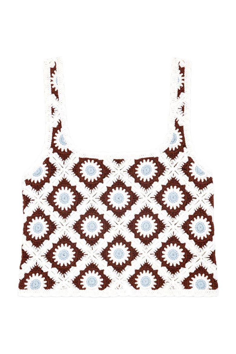 Floral Crochet Top, Alternate, color, Brown/blue