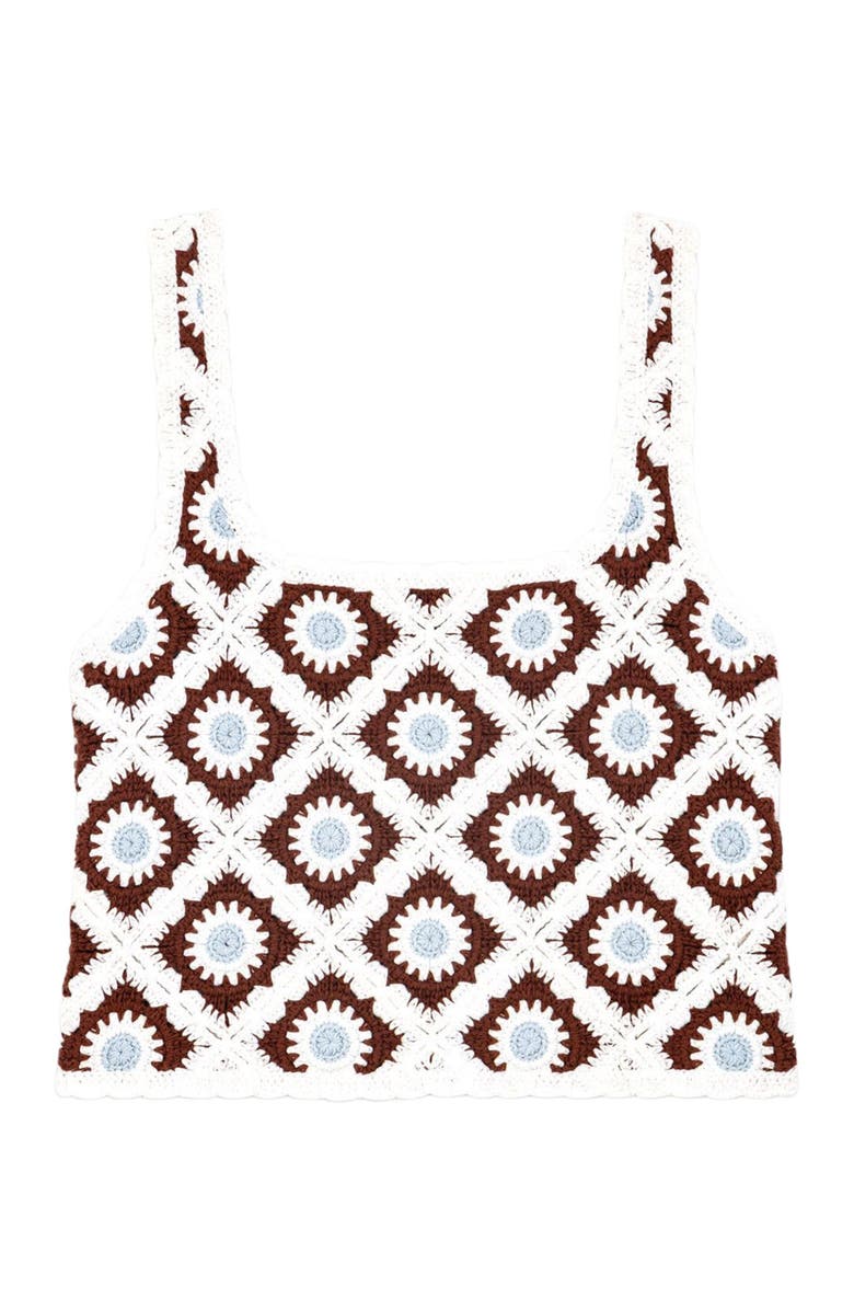 maje Floral Crochet Top, Alternate, color, Brown/Blue