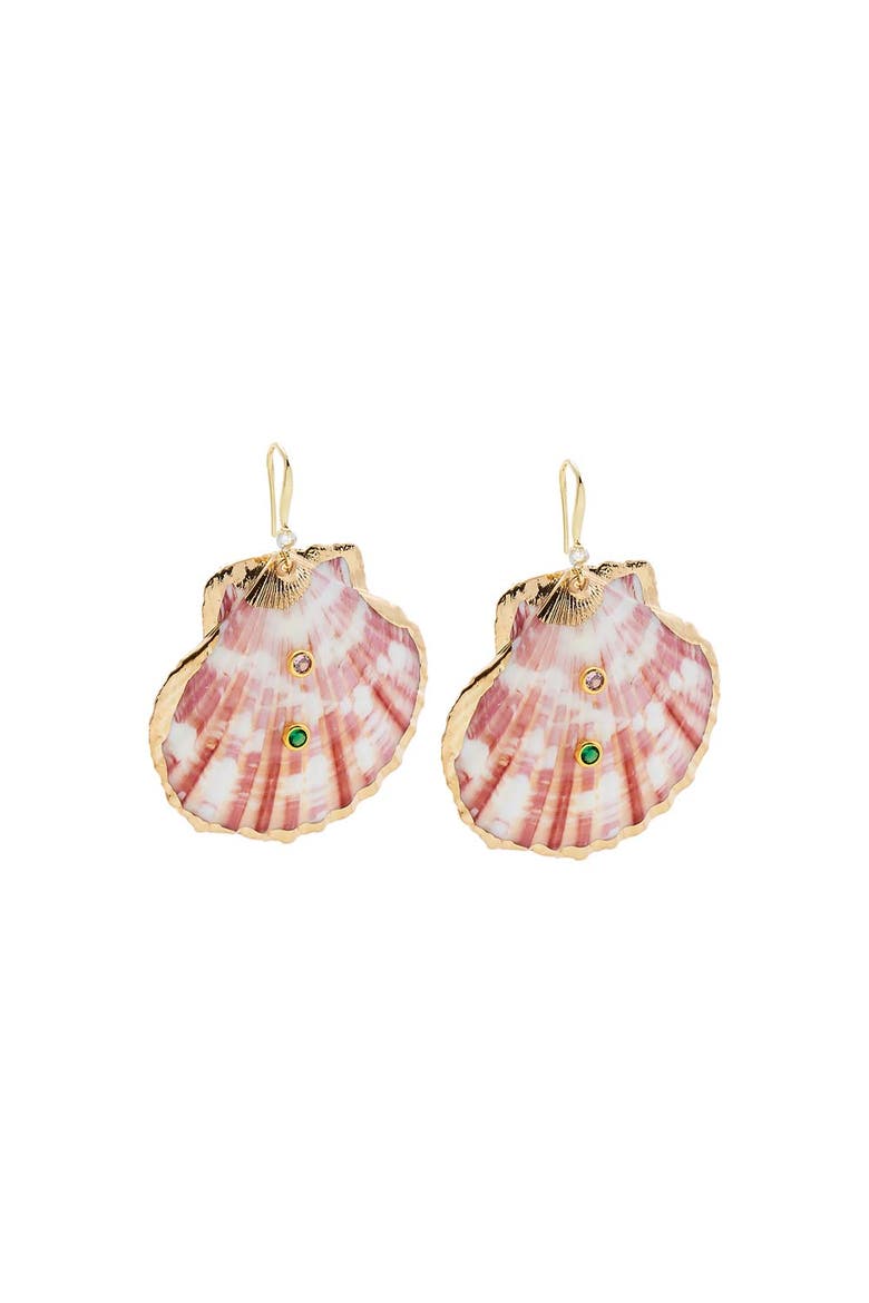Natural MOP Seashell Shell Green Stone Earring, Main, color, Pink