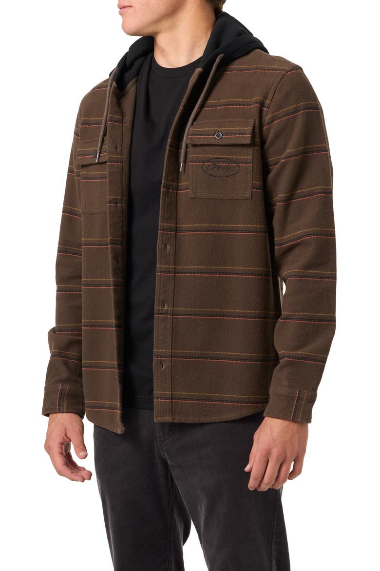 Archer Hooded Button-Up Shirt, Alternate, color, TURKISH COFFEE