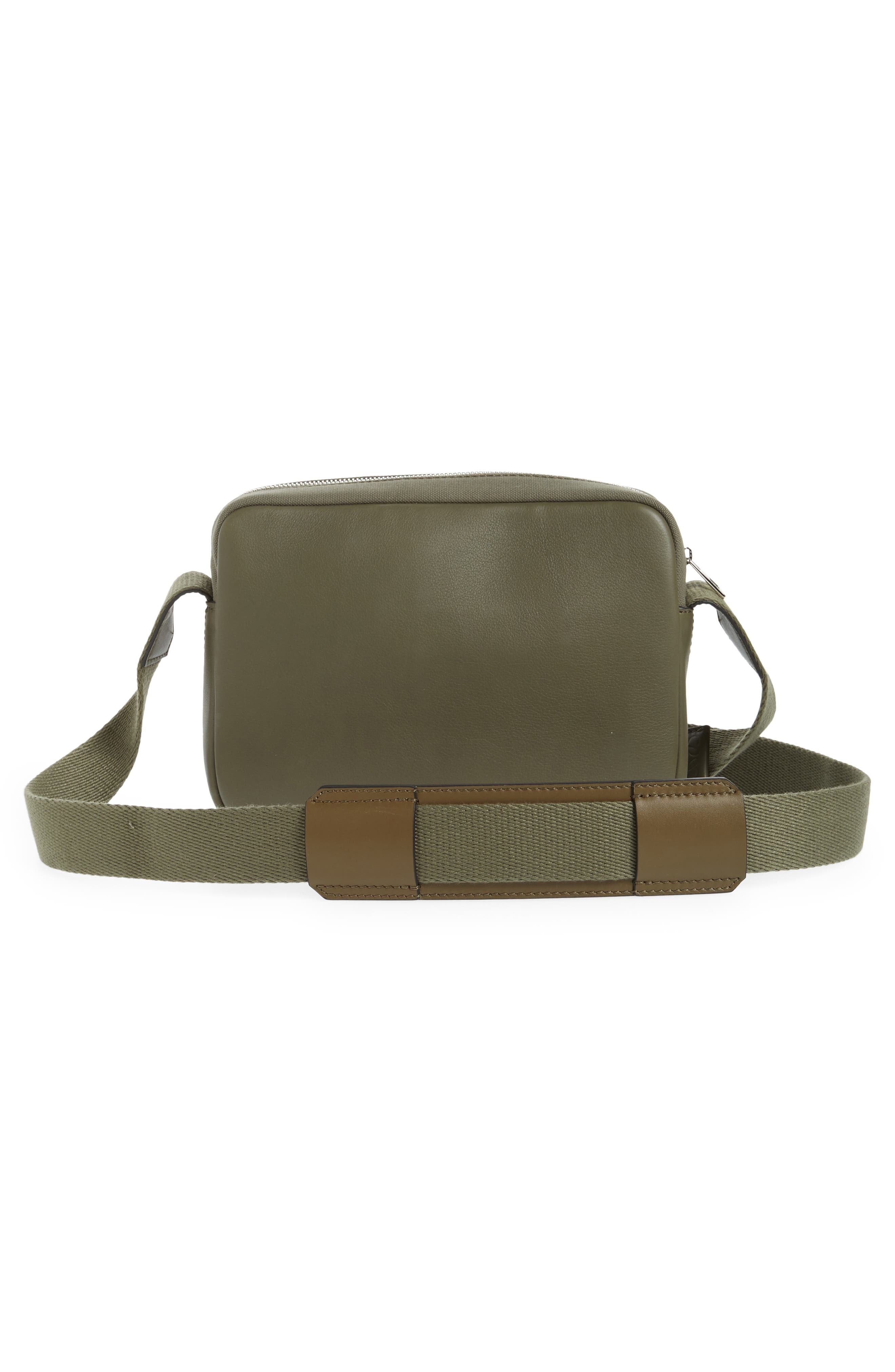 Loewe Extra Small Military Logo Leather & Canvas Messenger Bag, Alternate, color, 