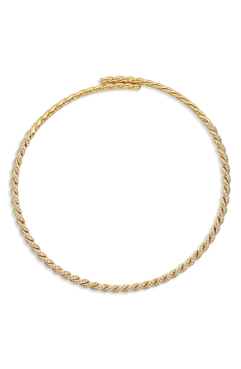 David Yurman Pavé Flexible 18K Gold Necklace with Diamonds, Main, color, Yellow Gold/ Diamond