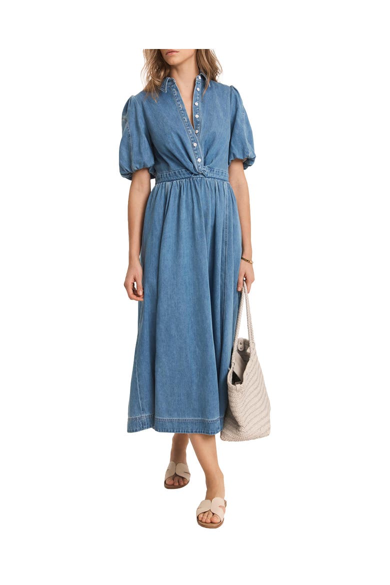 Denim Twist Midi Dress, Main, color, Blue