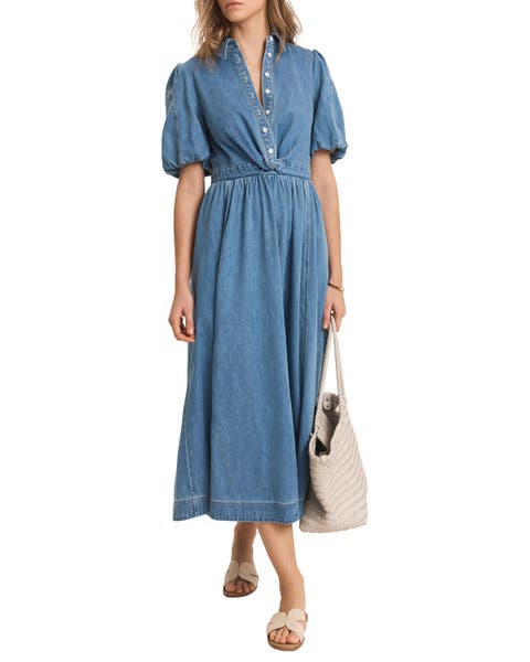 Denim Twist Midi Dress