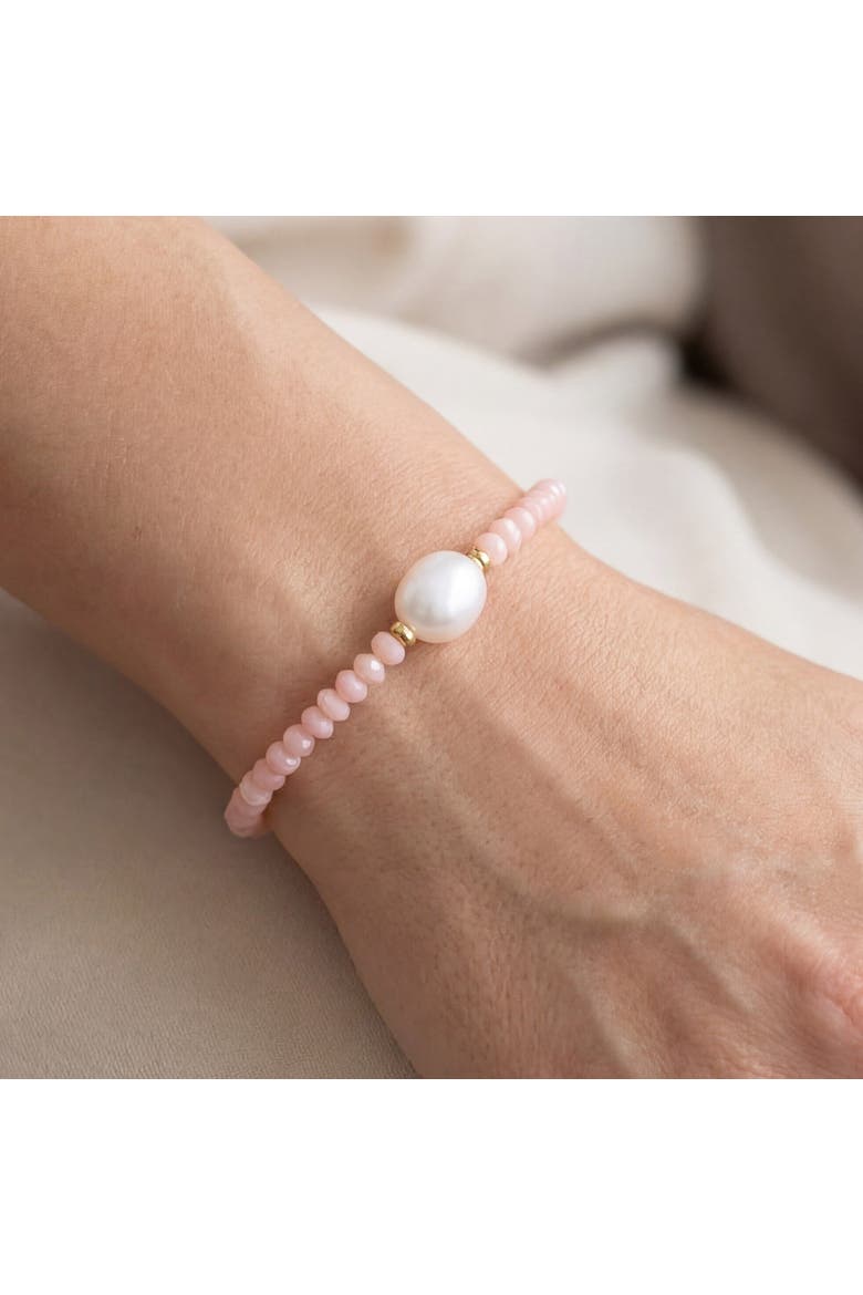 Pink Opal Bead Pearl Bracelet, Alternate, color, Pink Opal