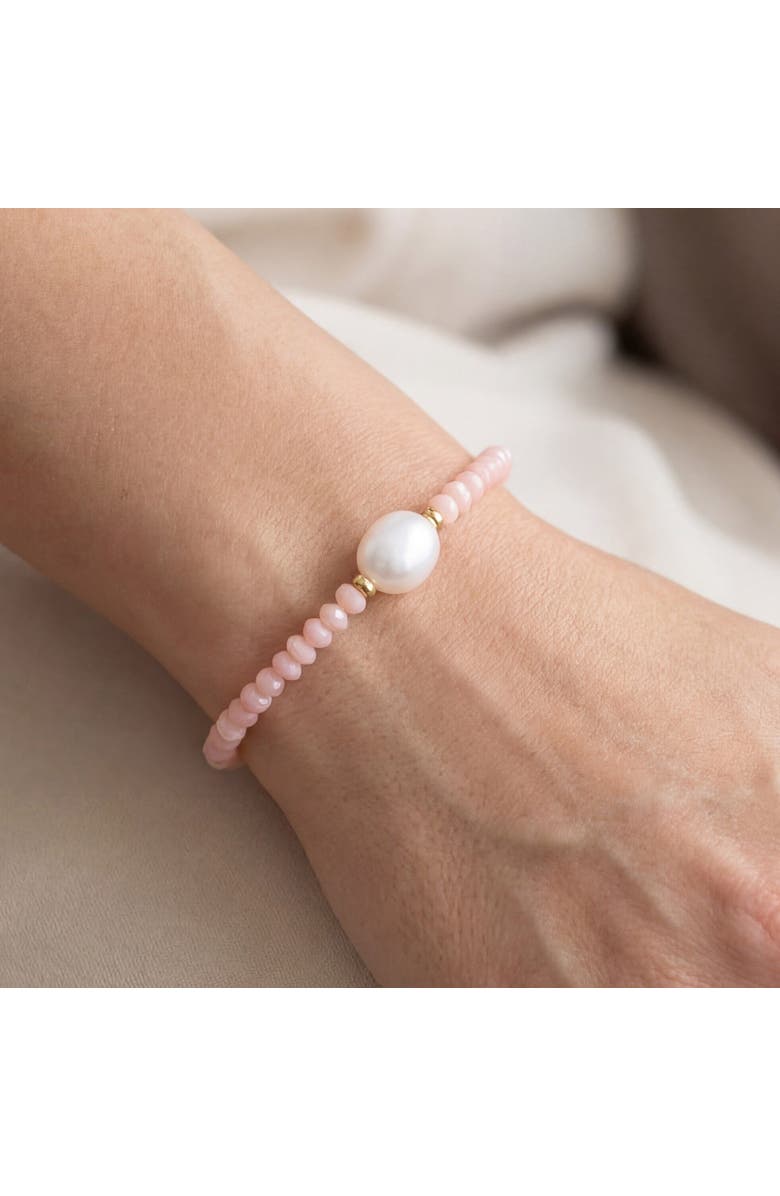 The Lovery Fine Jewelry Pink Opal Bead Pearl Bracelet, Alternate, color, Pink Opal