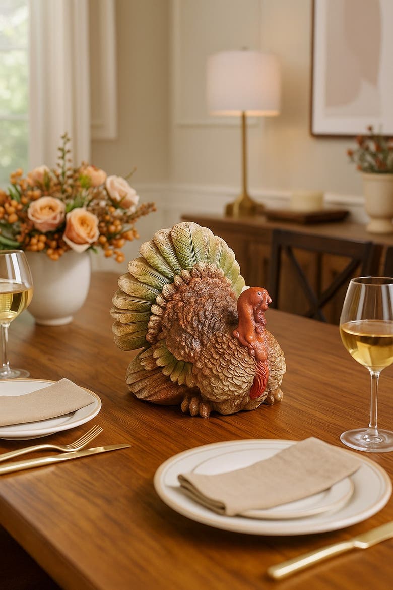 Thanksgiving Turkey Decorative Centerpiece Figurine, Alternate, color, Brown