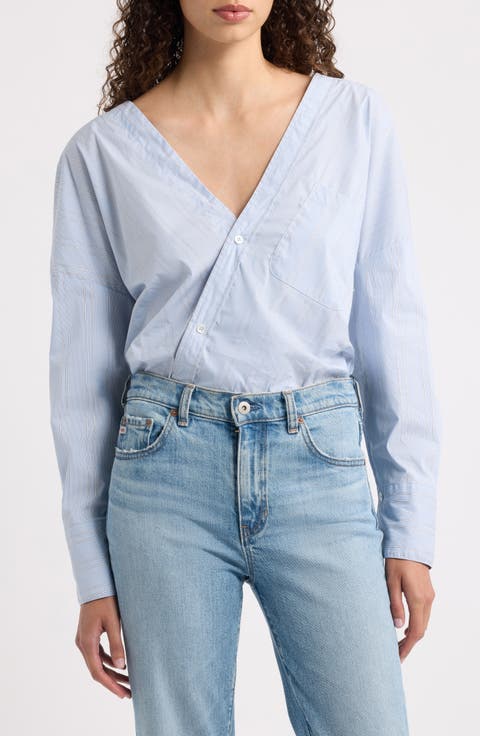 Metallic Stripe Cotton Top