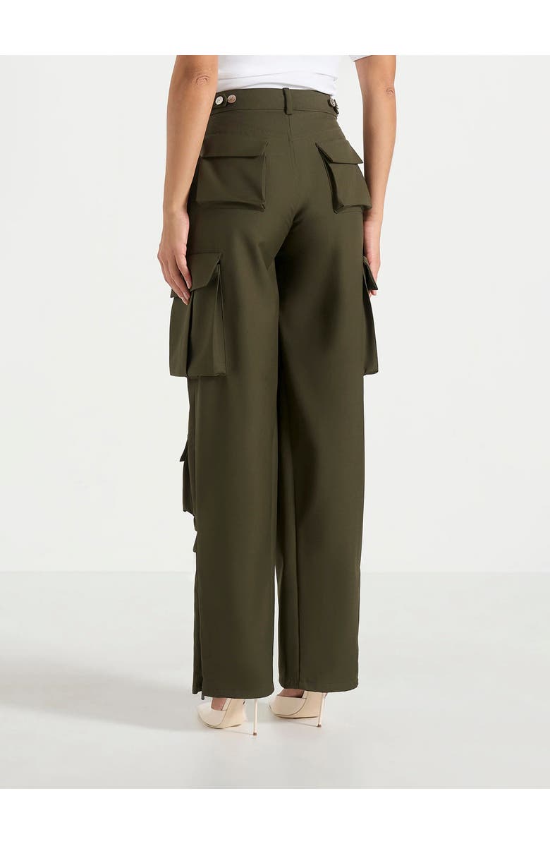 Manière De Voir Emilie Tailored High Rise Cargo Trousers, Alternate, color, Olive