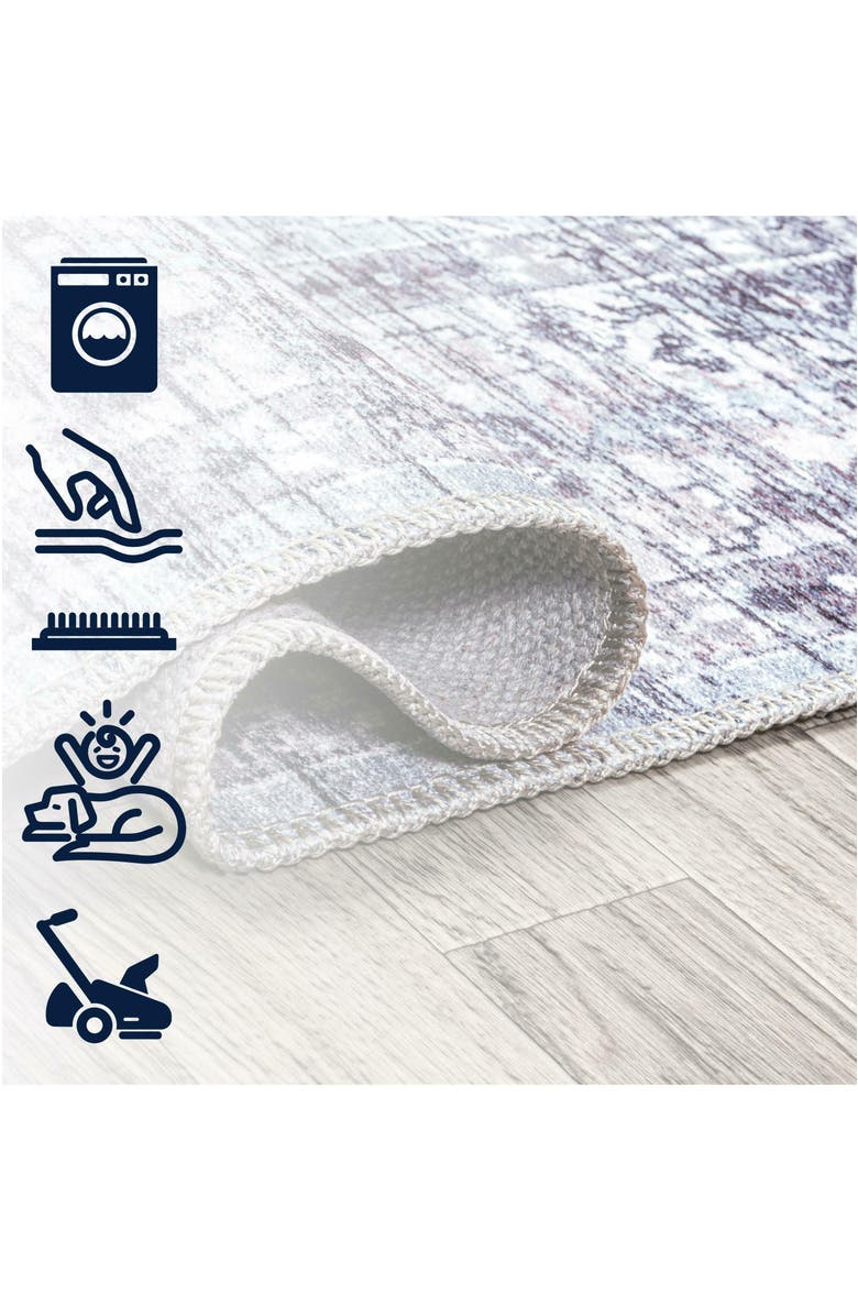 JONATHAN Y Didim Boho Medallion Machine-Washable Round Area Rug, Alternate, color, Gray/Purple