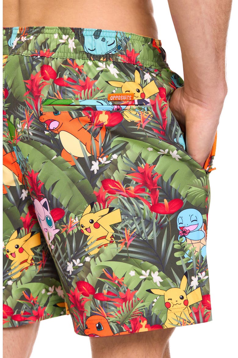 Pokémon Tropical Forest Stretch Swim Trunks, Alternate, color, MISCELLANEOUS
