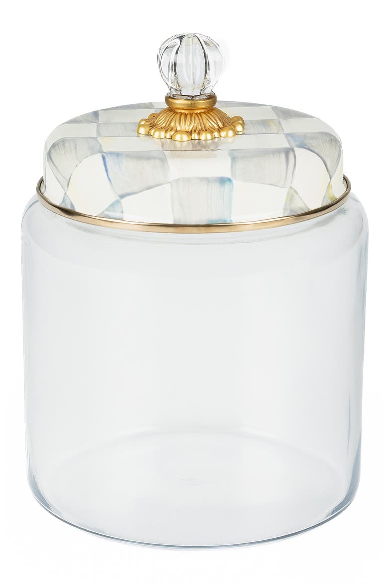 Sterling Check Large Kitchen Canister, Main, color, GREY/ WHITE