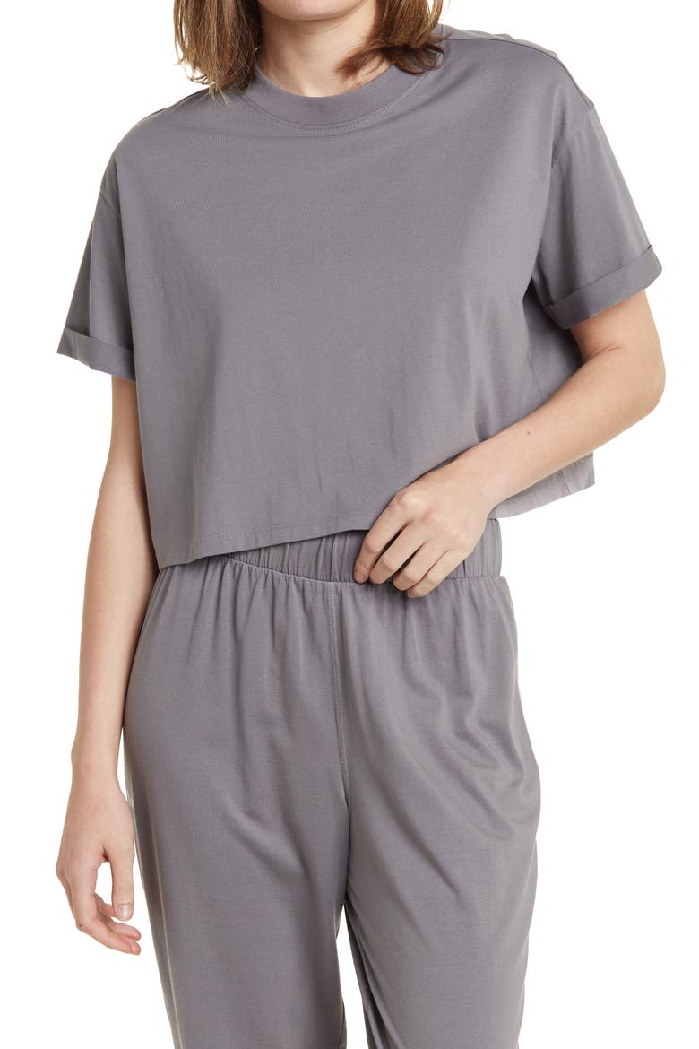 Core Crew Neck Sleep T-Shirt, Main, color, GREY PEARL