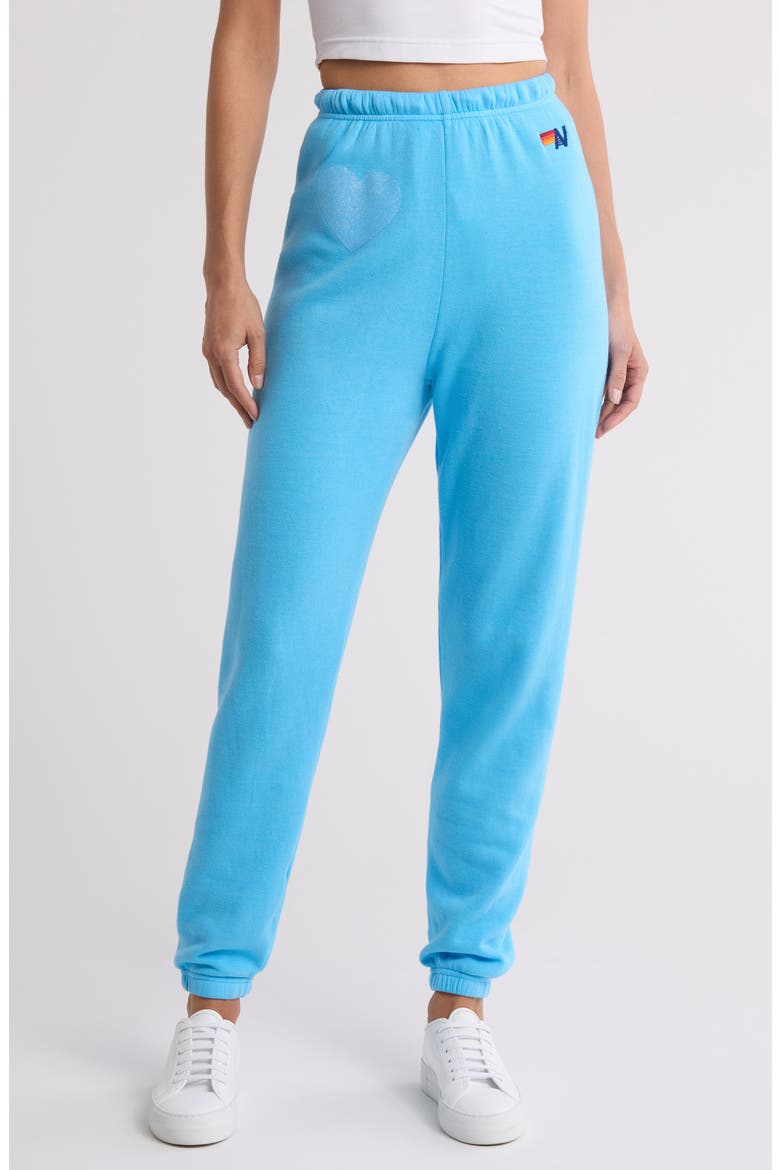 Glitter Heart Sweatpants, Main, color, SKY/ BLUE