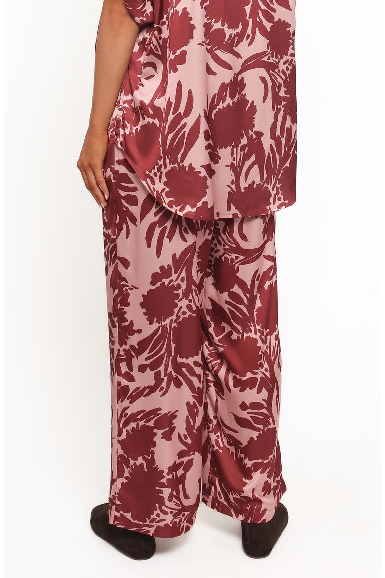 Elysia Floral Print Wide-Leg Pants, Alternate, color, PINK BURGUNDY