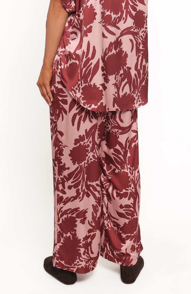 Petal & Pup Elysia Floral Print Wide-Leg Pants, Alternate, color, Pink Burgundy