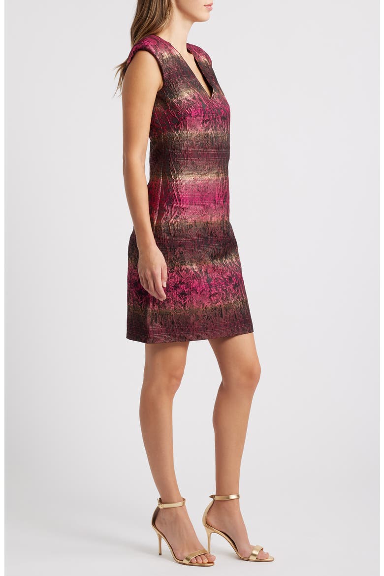 Embossed Jacquard Shift Dress, Alternate, color, MAGENTA