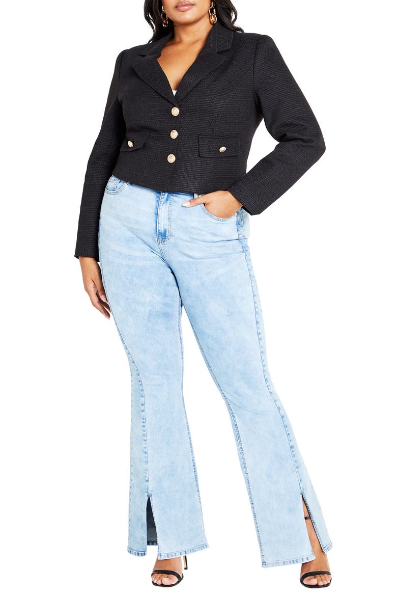 Regina Bouclé Crop Jacket, Alternate, color, BLACK