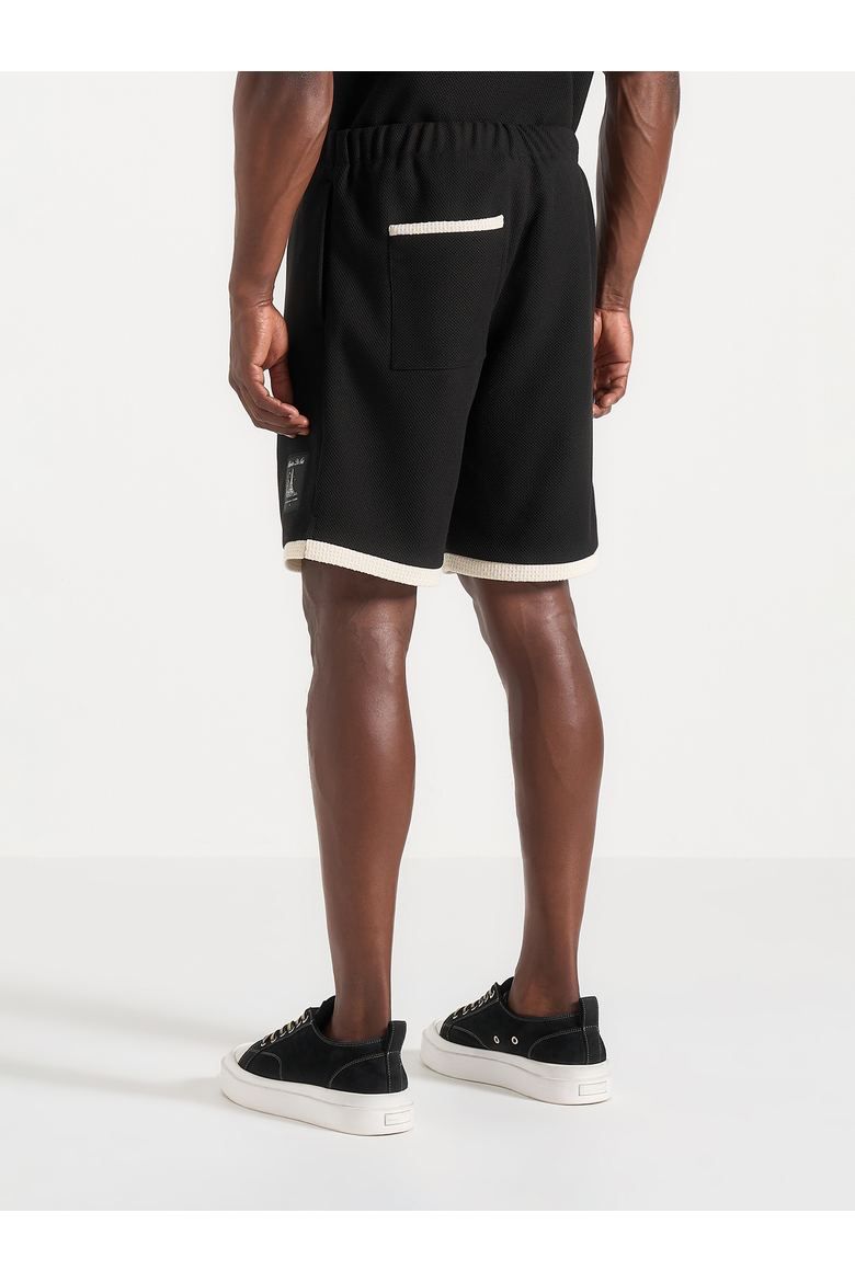 Reuben Contrast Crochet Detail Shorts, Alternate, color, Black