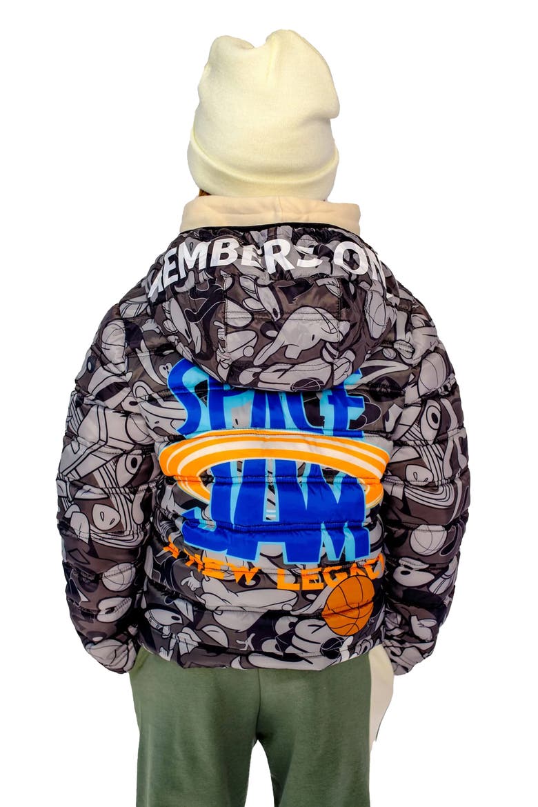 Boy's Packable Tune Squad Midweight Jacket, Alternate, color, Black