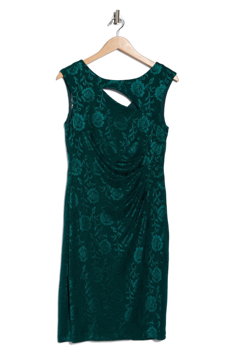 Cutout Floral Jacquard Dress, Alternate, color, HUNTER