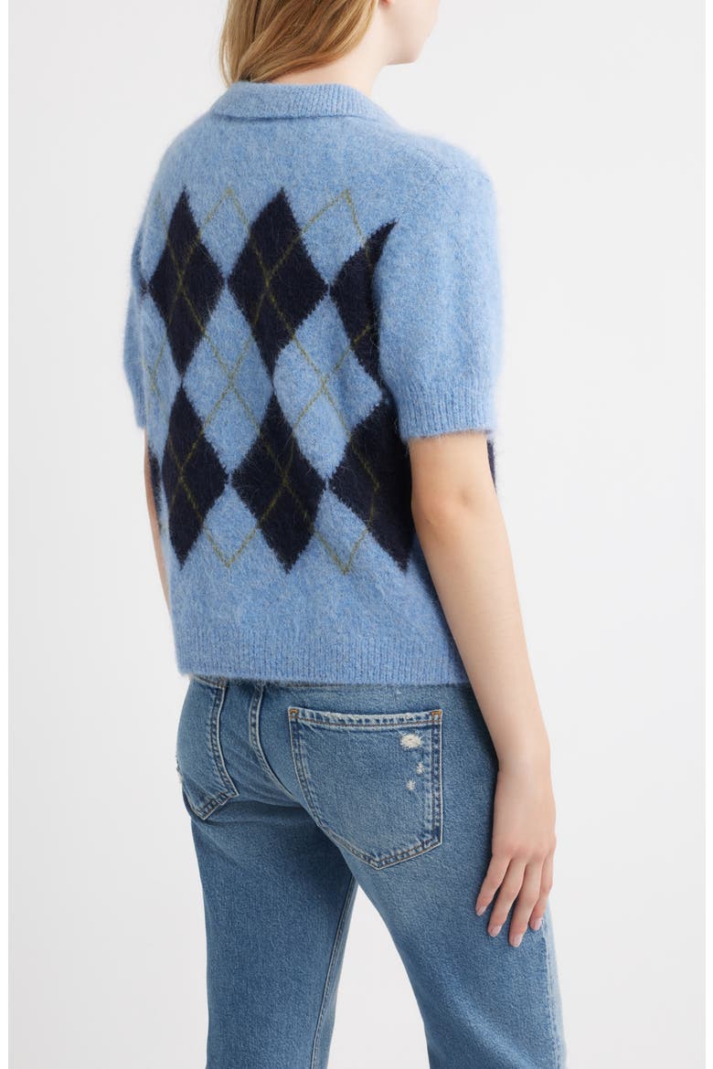Kelly Argyle Short Sleeve Cardigan, Alternate, color, ARGYLE