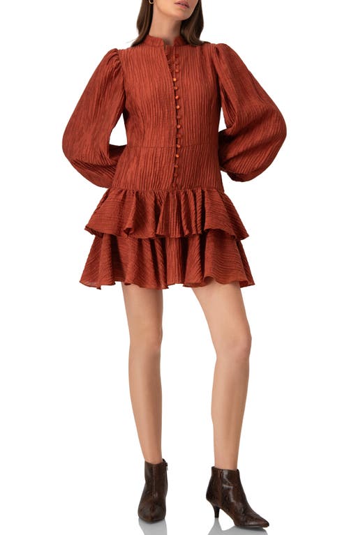 Ivonne Layered Short Dress In Brown