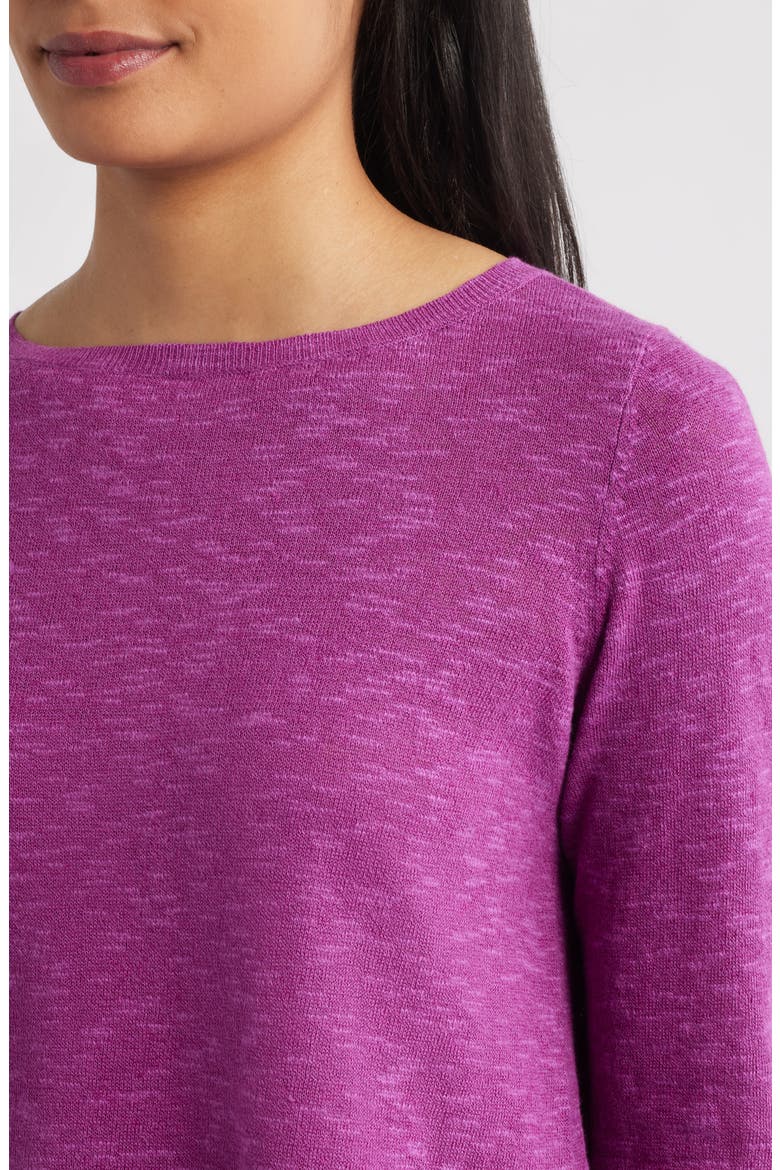Boat Neck Organic Linen & Cotton Sweater, Alternate, color, GRAPE