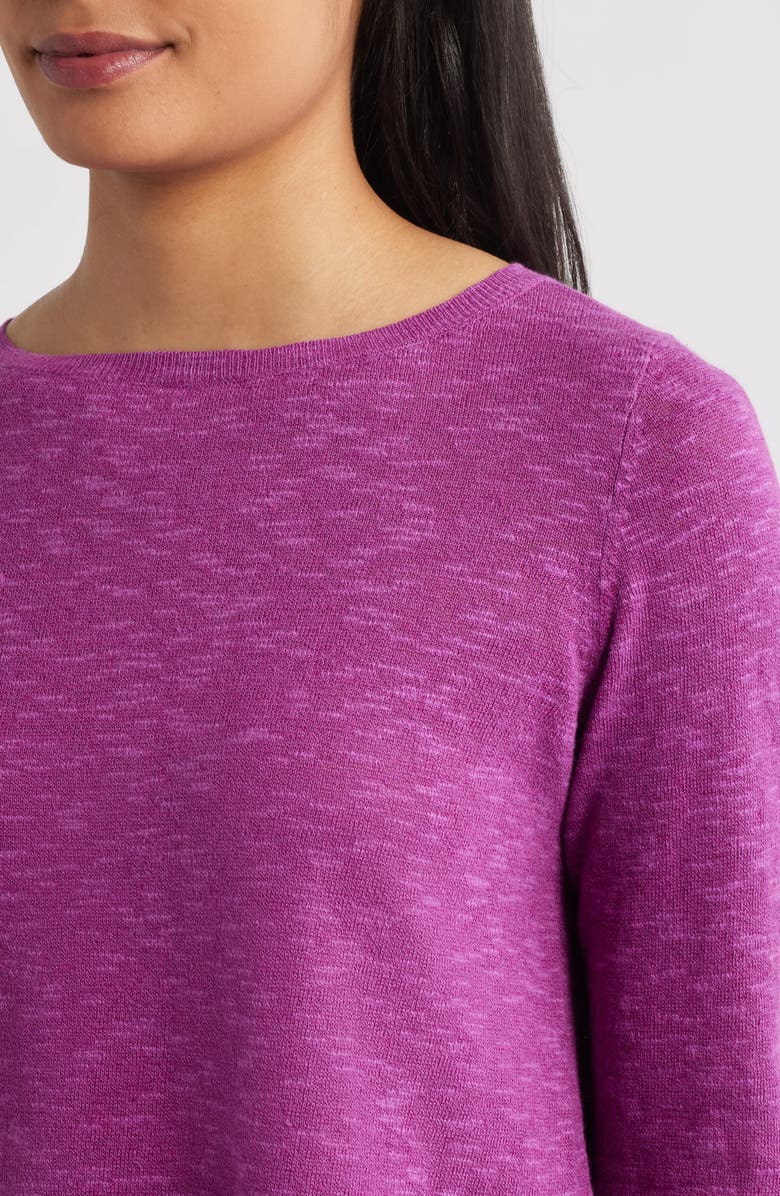 Eileen Fisher Boat Neck Organic Linen & Cotton Sweater, Alternate, color, Grape