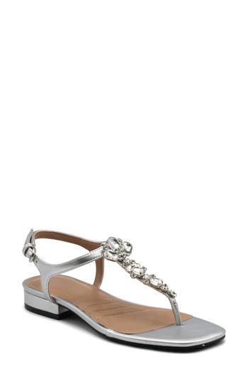 Adrienne Vittadini Pian Rhinestone Sandal In Chrome Met