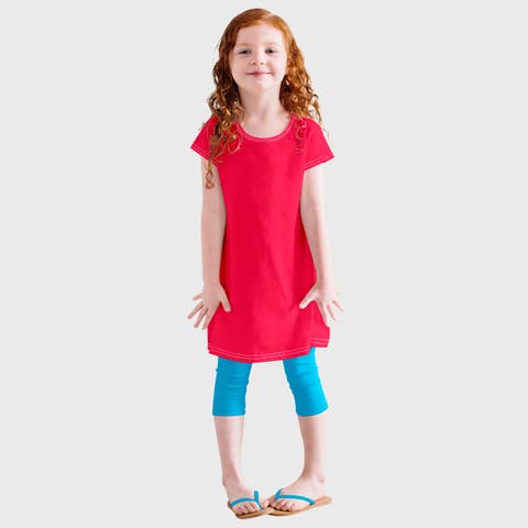 Girls Soft Knit Jersey Cap Sleeve Dress (Toddler, Little Kid & Big Kid)
