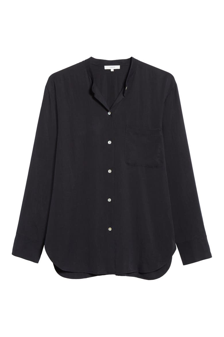 Relaxed Band Collar Blouse, Alternate, color, COASTAL