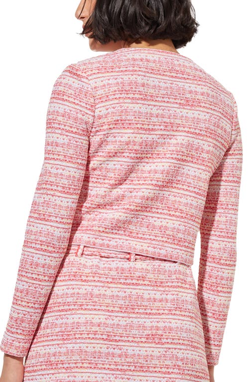 Shop Ming Wang Stripe Tweed Crop Jacket In Flamingo Pink