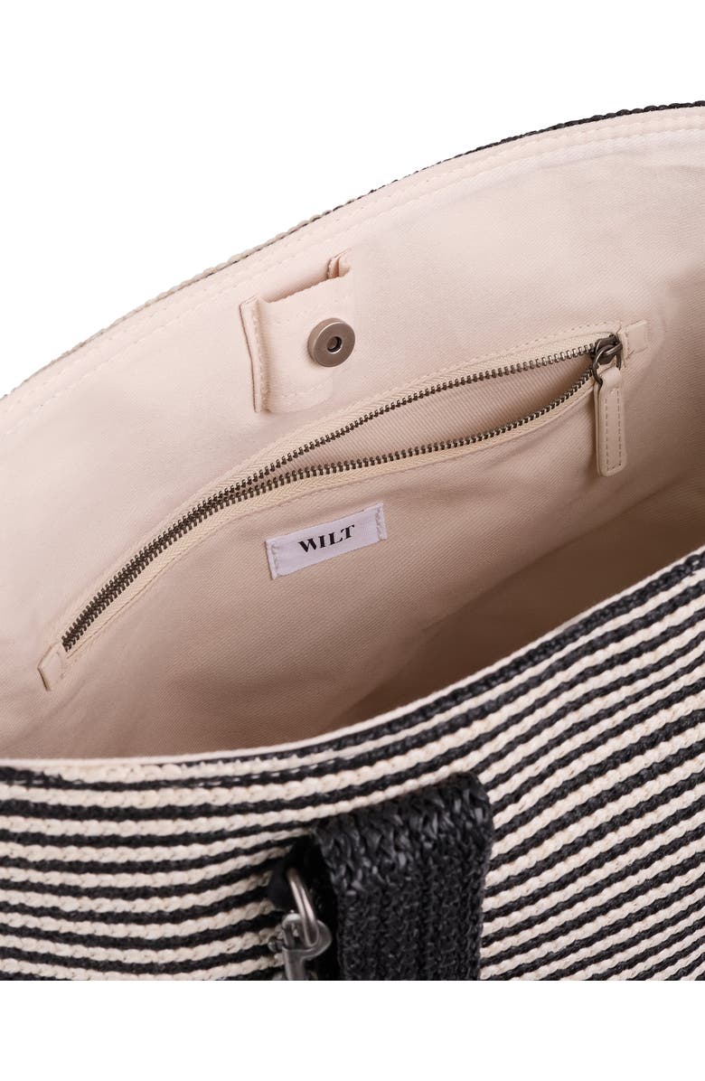 Wilt Palermo Tote, Alternate, color, Black Bone Stripe