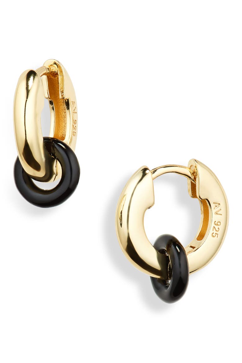 Interlock Hoop Earrings, Main, color, GOLD
