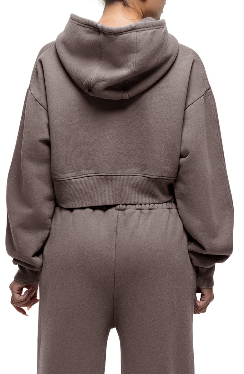 Good For Nothing Vintage Taupe Crop Zip Hoodie, Alternate, color, Brown