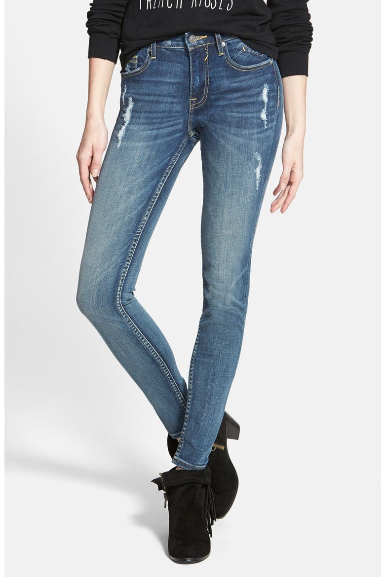 'Dublin' Distressed Skinny Jeans, Main, color, MEDIUM WASH
