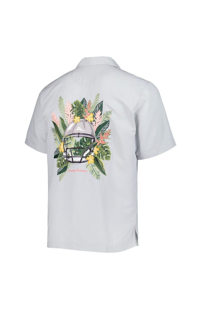 Tommy Bahama Men's Tommy Bahama Gray Las Vegas Raiders Coconut Point Frondly Fan Camp IslandZone Button-Up Shirt, Alternate, color,