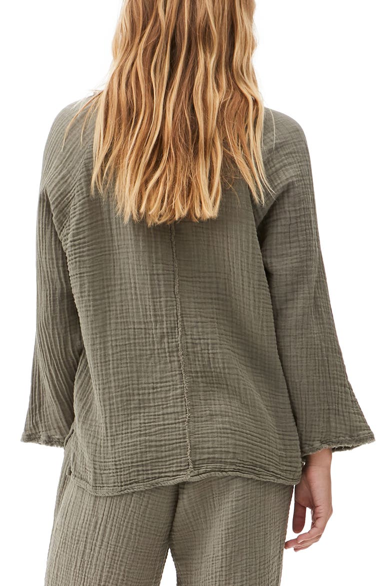 Gio Flare Sleeve Cotton Gauze Top, Alternate, color, OLIVE