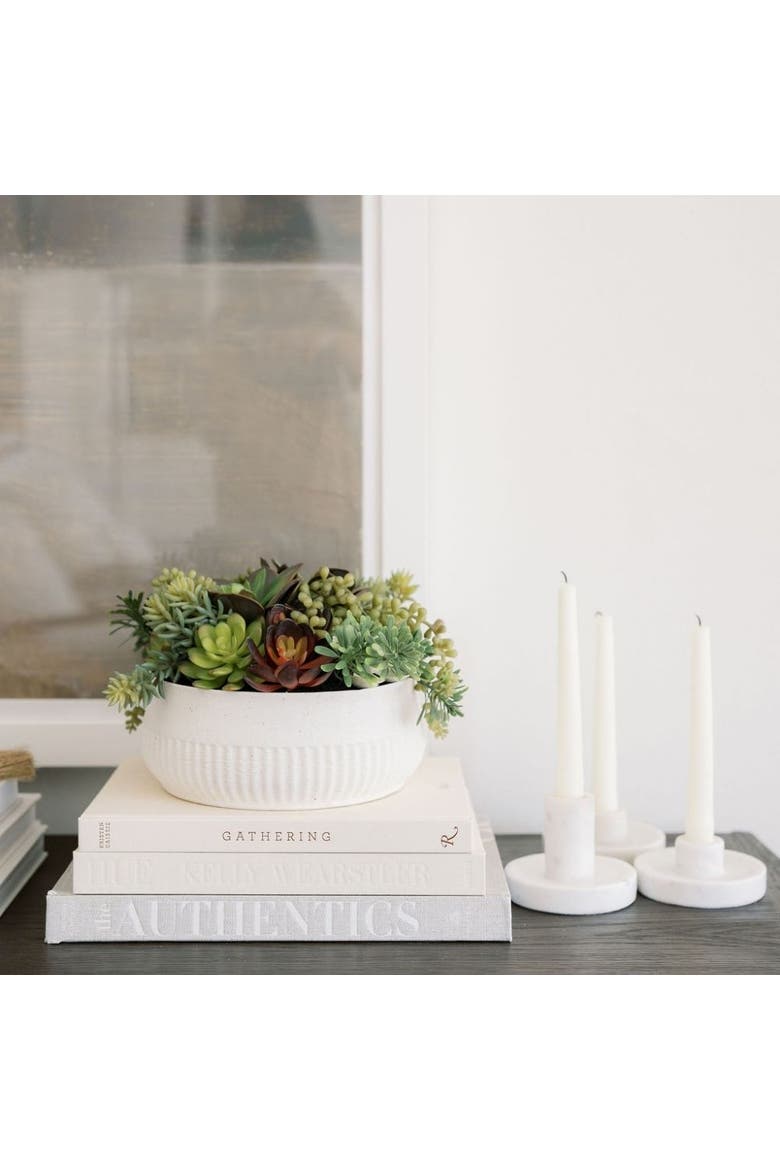 12" Succulent Arrangement, Alternate, color, White