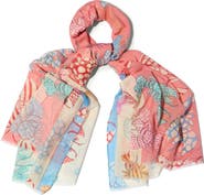 SAACHI Birds & Filigree Print Scarf