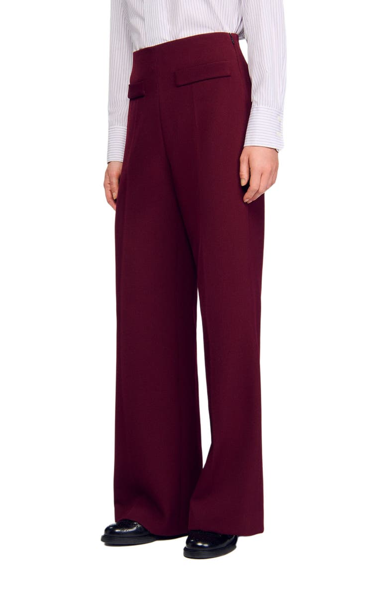 SANDRO Wide-leg trousers, Alternate, color, Bordeaux