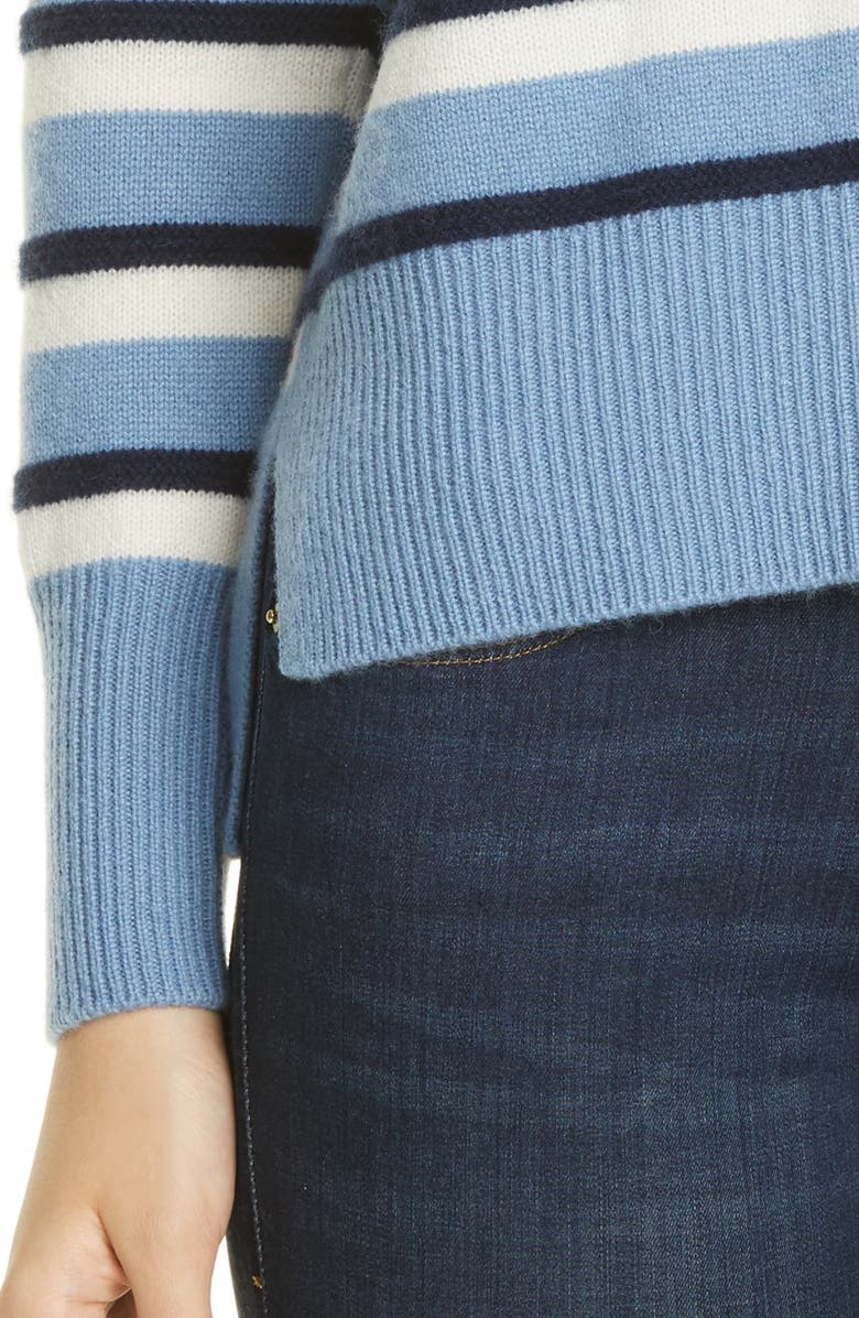 Nordstrom Signature Stripe Cashmere High/Low Sweater, Alternate, color, 