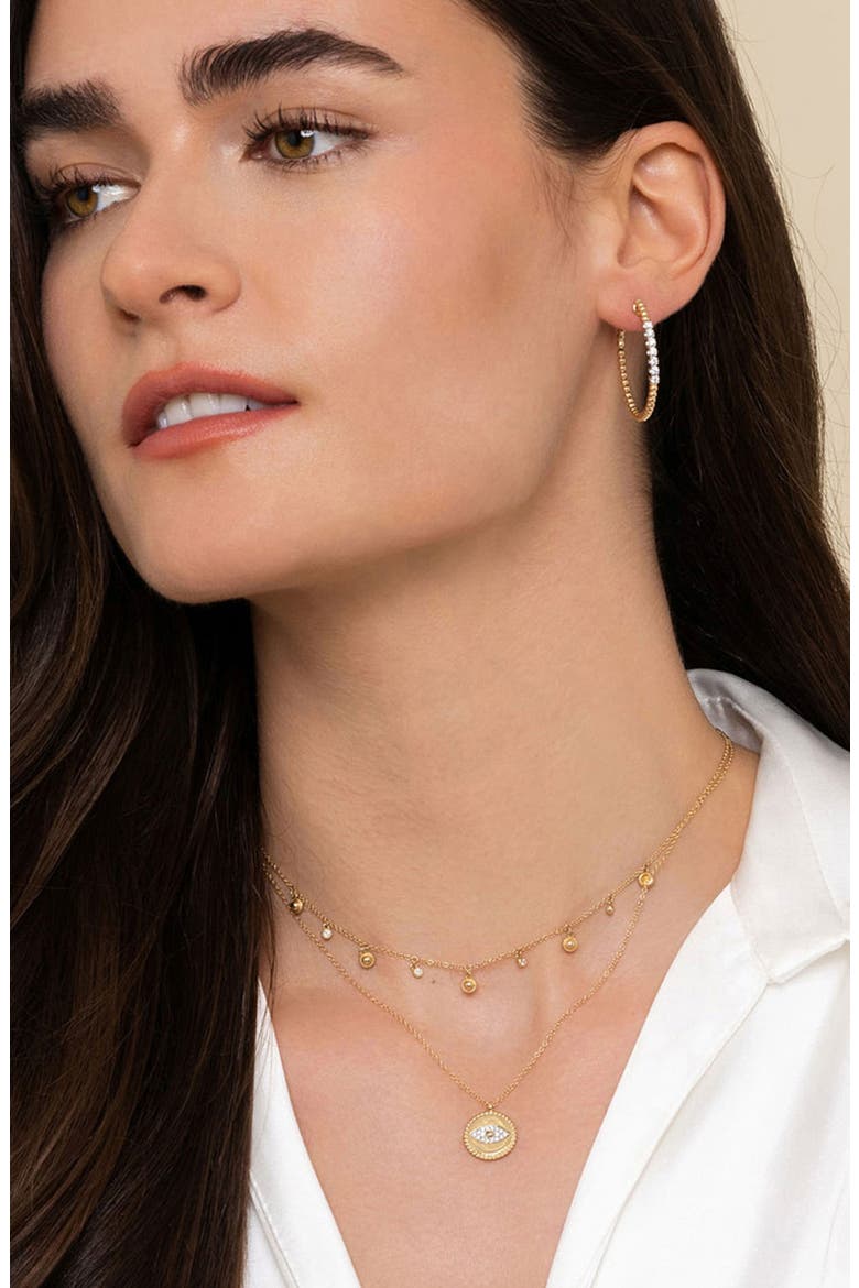 Bujukan Beaded Diamond Hoop Earrings, Alternate, color, GOLD